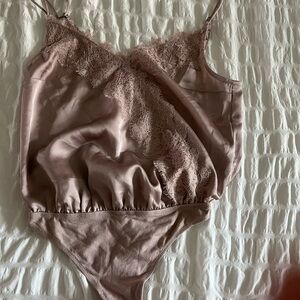 Abercrombie & Fitch Lace Trim Slip in Dusty Rose